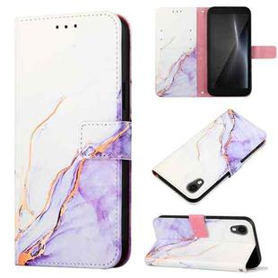 For Cubot Pocket PT003 Marble Pattern Flip Leather Phone Case(White Purple LS006)