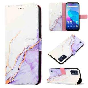 For Oukitel C31 PT003 Marble Pattern Flip Leather Phone Case(White Purple LS006)