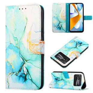 For Xiaomi Poco C40 Global PT003 Marble Pattern Flip Leather Phone Case(Green LS003)