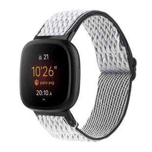 For Fitbit Versa 4 / Sense 2 Universal Wave Nylon Watch Band(White Black)