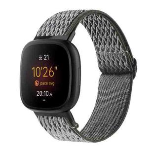 For Fitbit Versa 4 / Sense 2 Universal Wave Nylon Watch Band(Dark Olive)