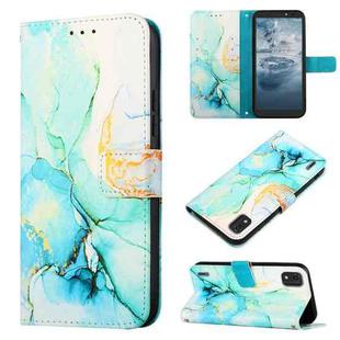 For Nokia C2 2ND Edition PT003 Marble Pattern Flip Leather Phone Case(Green LS003)