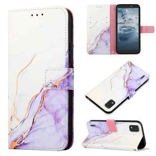 For Nokia C2 2ND Edition PT003 Marble Pattern Flip Leather Phone Case(White Purple LS006)
