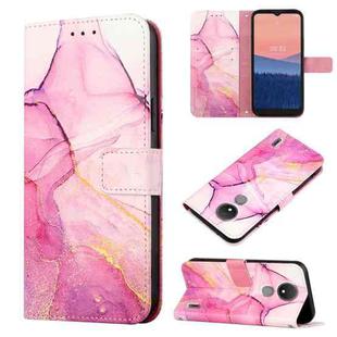 For Nokia C21 PT003 Marble Pattern Flip Leather Phone Case(Pink Purple Gold LS001)