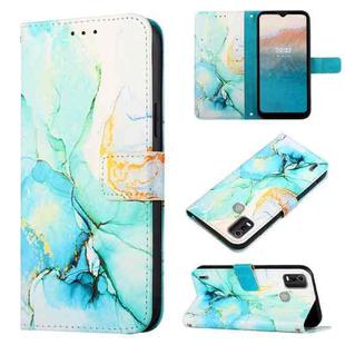 For Nokia C21 Plus PT003 Marble Pattern Flip Leather Phone Case(Green LS003)