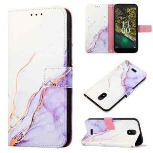 For Nokia C100 PT003 Marble Pattern Flip Leather Phone Case(White Purple LS006)