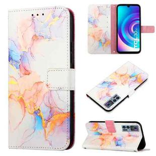 For TCL 30 5G/30+ 5G PT003 Marble Pattern Flip Leather Phone Case(Galaxy Marble White LS004)