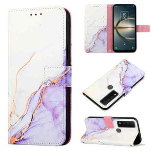 For TCL 30 V 5G T781S/30 XE 5G PT003 Marble Pattern Flip Leather Phone Case(White Purple LS006)