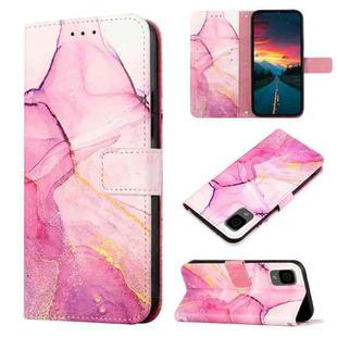 For TCL 30Z T602DL PT003 Marble Pattern Flip Leather Phone Case(Pink Purple Gold LS001)