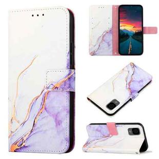 For TCL 30Z T602DL PT003 Marble Pattern Flip Leather Phone Case(White Purple LS006)