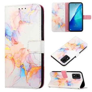 For TCL 303 PT003 Marble Pattern Flip Leather Phone Case(Galaxy Marble White LS004)