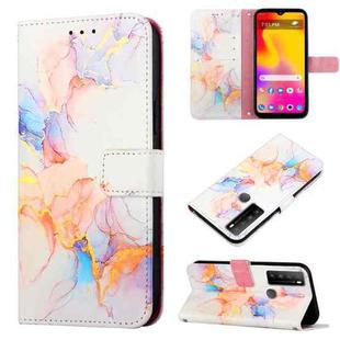For TCL 30XL 2022 PT003 Marble Pattern Flip Leather Phone Case(Galaxy Marble White LS004)