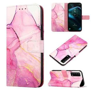 For TCL Stylus 5G PT003 Marble Pattern Flip Leather Phone Case(Pink Purple Gold LS001)