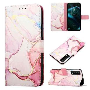 For TCL Stylus 5G PT003 Marble Pattern Flip Leather Phone Case(Rose Gold LS005)