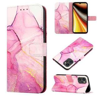 For UMIDIGI Power 7 Max PT003 Marble Pattern Flip Leather Phone Case(Pink Purple Gold LS001)