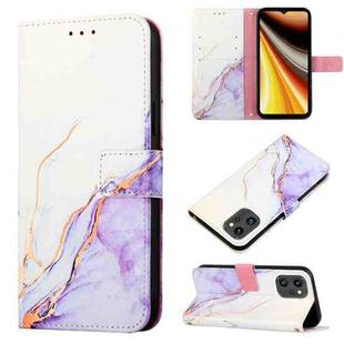 For UMIDIGI Power 7 Max PT003 Marble Pattern Flip Leather Phone Case(White Purple LS006)