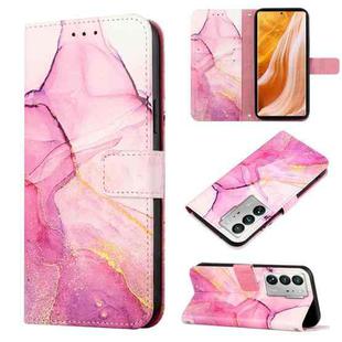 For ZTE Axon 40 Ultra PT003 Marble Pattern Flip Leather Phone Case(Pink Purple Gold LS001)