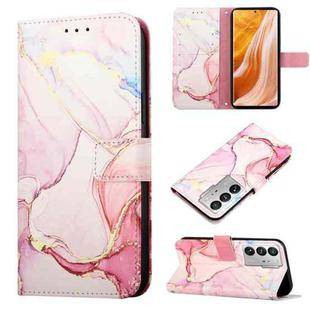 For ZTE Axon 40 Ultra PT003 Marble Pattern Flip Leather Phone Case(Rose Gold LS005)