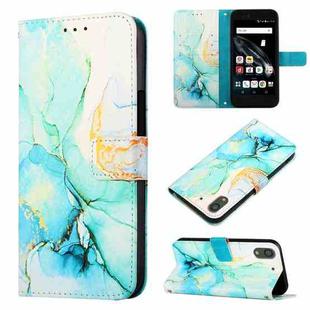 For Fujitsu Arrows Be F-04K PT003 Marble Pattern Flip Leather Phone Case(Green LS003)
