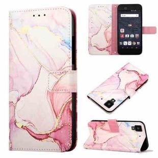 For Fujitsu Arrows NX F-01J PT003 Marble Pattern Flip Leather Phone Case(Rose Gold LS005)