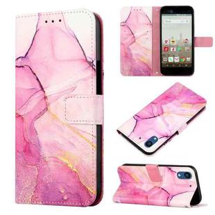 For Fujitsu Arrows NX F-01K PT003 Marble Pattern Flip Leather Phone Case(Pink Purple Gold LS001)
