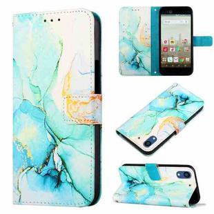 For Fujitsu Arrows NX F-01K PT003 Marble Pattern Flip Leather Phone Case(Green LS003)