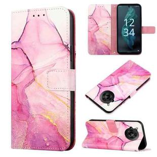 For Sharp Aquos R7/Aquos P7 PT003 Marble Pattern Flip Leather Phone Case(Pink Purple Gold LS001)