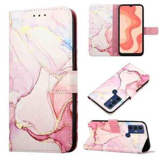 For Sharp Aquos V6/V6 Plus PT003 Marble Pattern Flip Leather Phone Case(Rose Gold LS005)