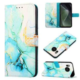 For Sharp Aquos Sense7 Plus PT003 Marble Pattern Flip Leather Phone Case(Green LS003)