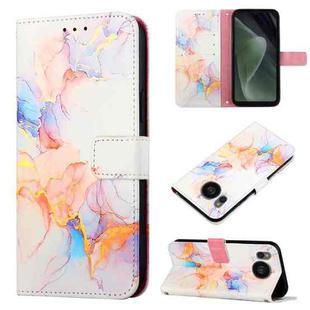 For Sharp Aquos Sense7 Plus PT003 Marble Pattern Flip Leather Phone Case(Galaxy Marble White LS004)