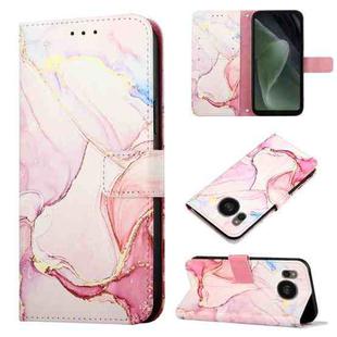 For Sharp Aquos Sense7 Plus PT003 Marble Pattern Flip Leather Phone Case(Rose Gold LS005)