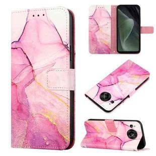 For Sharp Aquos Sense7 SH-V48 PT003 Marble Pattern Flip Leather Phone Case(Pink Purple Gold LS001)