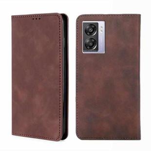 For OPPO K10 5G Global Skin Feel Magnetic Flip Leather Phone Case(Dark Brown)