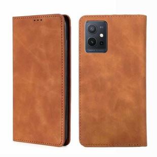 For vivo Y52t Skin Feel Magnetic Flip Leather Phone Case(Light Brown)