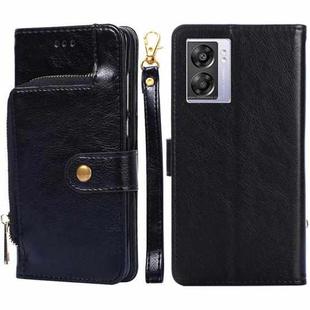 For OPPO K10 5G Global Zipper Bag Flip Leather Phone Case(Black)