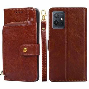 For vivo Y52t Zipper Bag Flip Leather Phone Case(Brown)