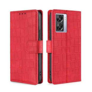 For OPPO K10 5G Global Skin Feel Crocodile Magnetic Clasp Leather Phone Case(Red)
