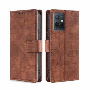 For vivo Y52t Skin Feel Crocodile Magnetic Clasp Leather Phone Case(Brown)