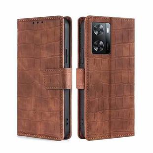 For OnePlus Nord N20 SE 4G Skin Feel Crocodile Magnetic Clasp Leather Phone Case(Brown)