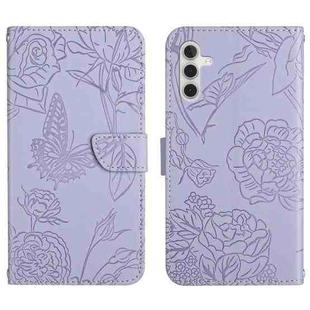 For Samsung Galaxy A04s HT03 Skin Feel Butterfly Embossed Flip Leather Phone Case(Purple)