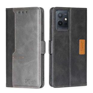 For vivo Y52t Contrast Color Side Buckle Leather Phone Case(Black+Grey)
