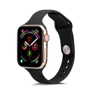 For Apple Watch 5/4 44mm & 3/2/1 42mm Thin Silicone Watch Band(Black)