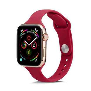 For Apple Watch 5/4 44mm & 3/2/1 42mm Thin Silicone Watch Band(Rose Red)