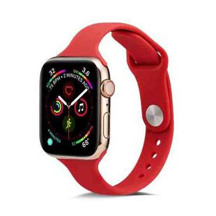 For Apple Watch 5/4 44mm & 3/2/1 42mm Thin Silicone Watch Band(Camellia Red)