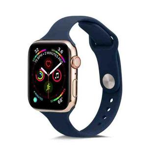 For Apple Watch 5/4 44mm & 3/2/1 42mm Thin Silicone Watch Band(Dark Blue)