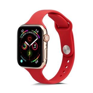 For Apple Watch 5/4 40mm & 3/2/1 38mm Thin Silicone Watch Band(Camellia Red)