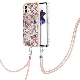 For Nothing Phone 1 Electroplating IMD TPU Phone Case with Lanyard(Pink Scales)