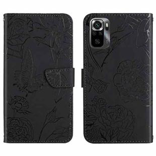 For Xiaomi Poco M5s HT03 Skin Feel Butterfly Embossed Flip Leather Phone Case(Black)