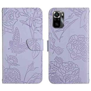 For Xiaomi Poco M5s HT03 Skin Feel Butterfly Embossed Flip Leather Phone Case(Purple)