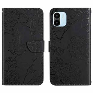 For Xiaomi Redmi A1 HT03 Skin Feel Butterfly Embossed Flip Leather Phone Case(Black)